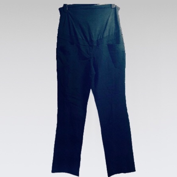 Stork & Babe Maternity Pants - Stork & Babe XL Black Maternity High Rise Panel Straight Leg Pants Pockets